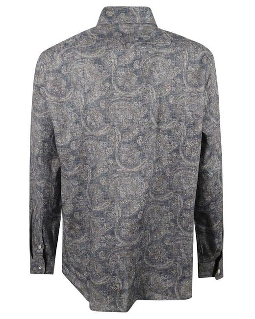 Brunello Cucinelli Gray Denim Shirt for men