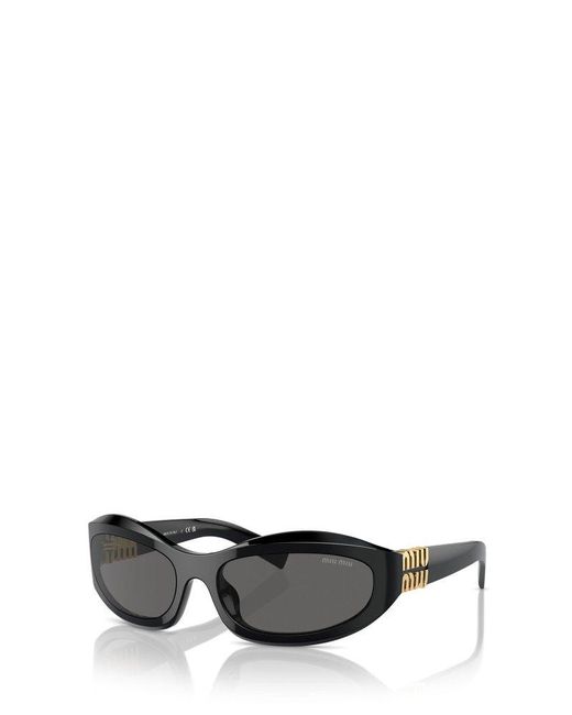 Miu Miu Gray Oval-Frame Sunglasses