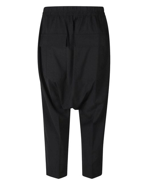 Rick Owens Black Drawstring Cropped Trousers for men