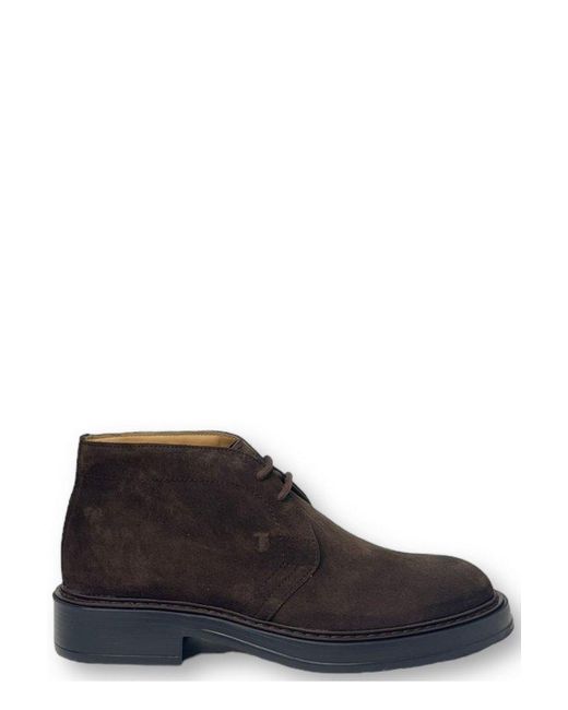 Tod's Black Desert Round Toe Lace-up Boots for men
