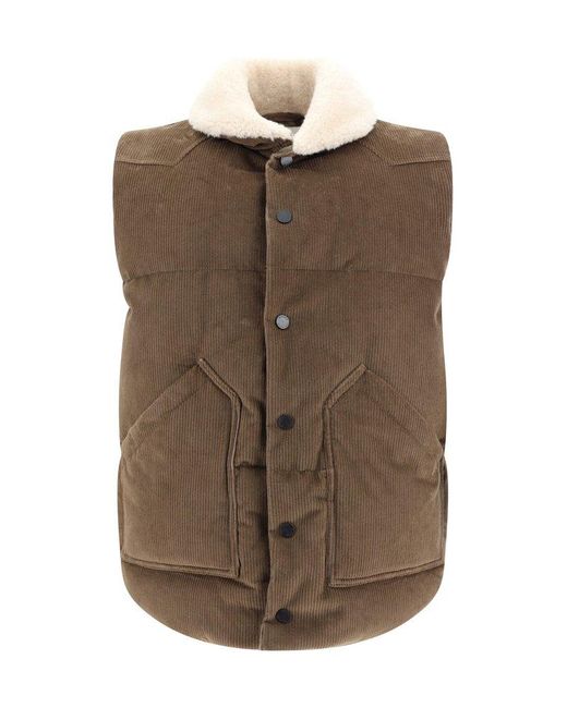 Valstar Brown Button-up Corduroy Down Vest for men