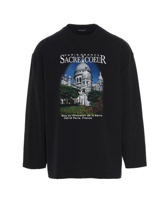 Balenciaga Black Sacre Coeur Long-sleeve T-shirt for men