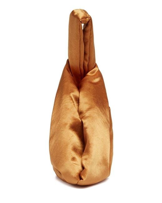 Nanushka Brown Jen Crinkled Satin Clutch Bag
