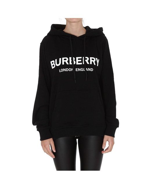 Burberry Black Logo Print Oversized Hoodie