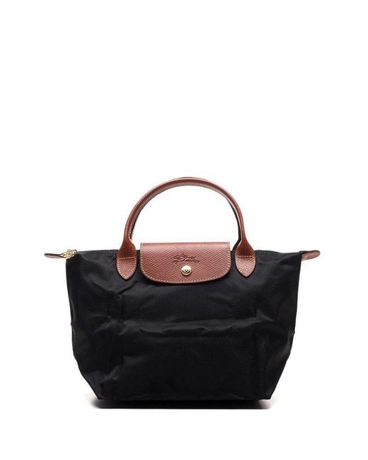 Longchamp Black Le Pliage Small Top Handle Bag