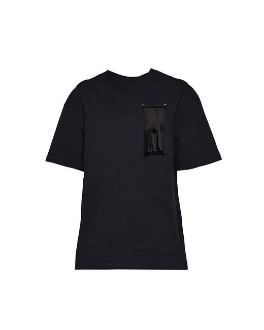 Jil Sander Black Fringed-brooch Drop Shoulder T-shirt