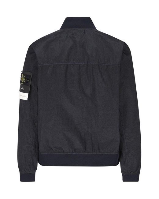 Stone Island Black Logo-Patch Zipped Jacket for men