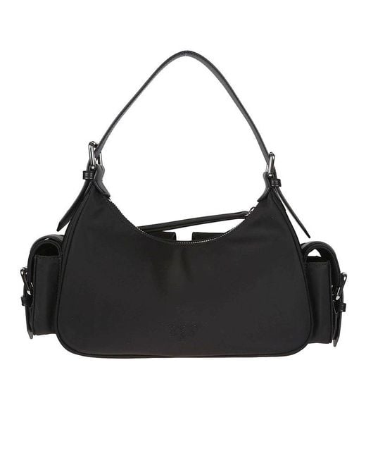 Pinko Black Logo Plaque Cargo Shoulder Bag