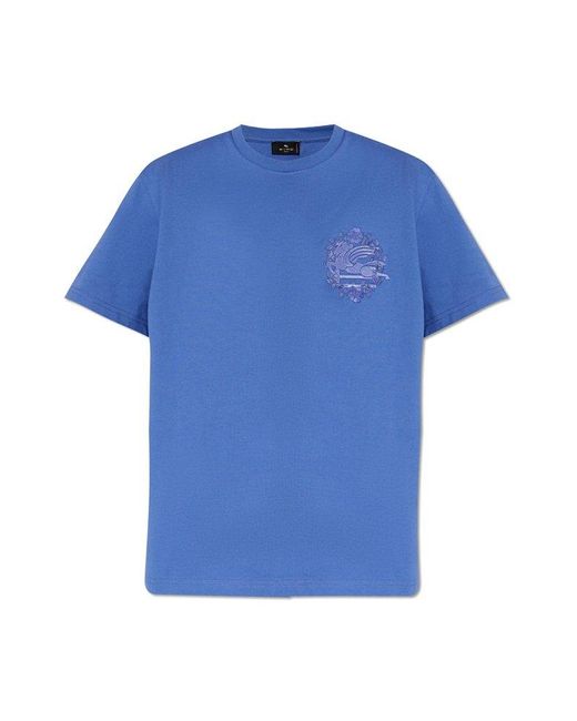 Etro Blue T-shirt With Logo,
