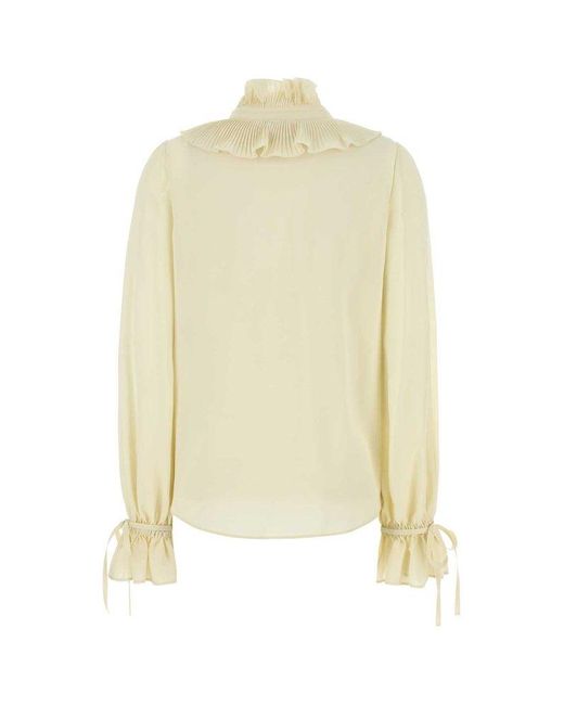 Valentino Yellow Ruffled Collar Button-Up Shirt