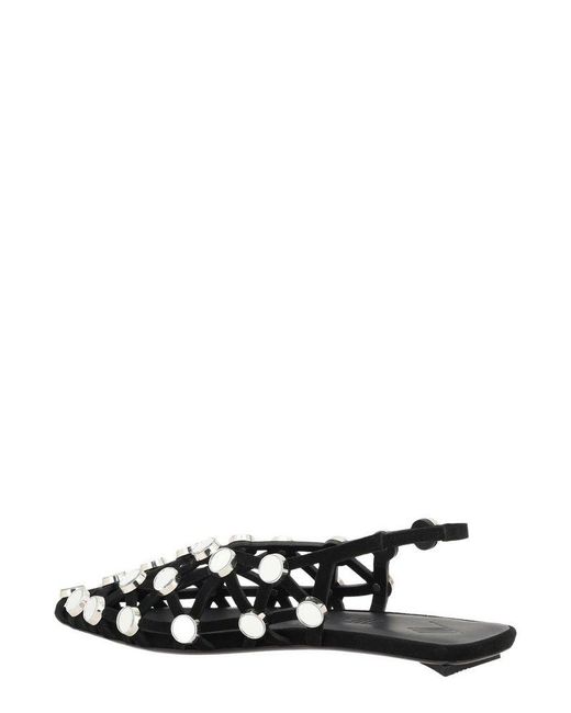 The Attico Black Grid Slingback Ballerina Flats