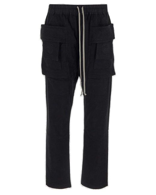 Rick Owens Blue Creatch Tapered Drawstring Cargo Trousers for men