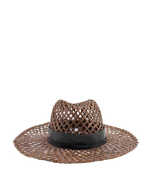 Brunello Cucinelli Brown Monili-chain Interwoven Hat