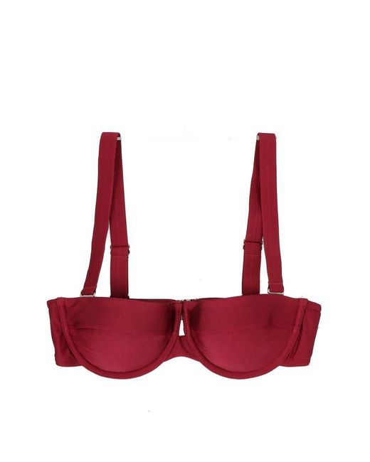 Zimmermann Red Pattie Balconette Padded Cup Bikini Top