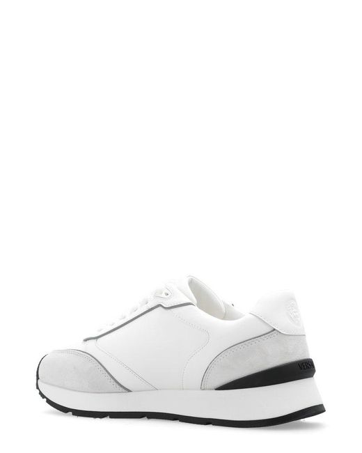 Versace White Milano Logo-embroidered Panelled Sneakers
