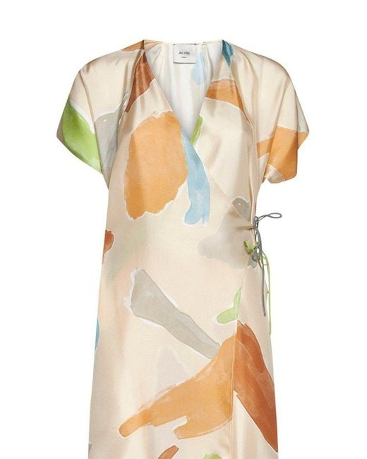 Alysi Metallic All-over Pattern Printed Midi Dress