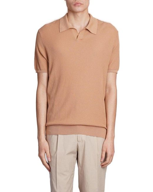 Roberto Collina Brown Knit Polo Shirt for men