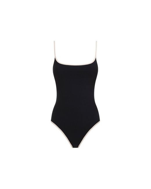 Totême  Black Stripe Edge Swimsuit Swimwear