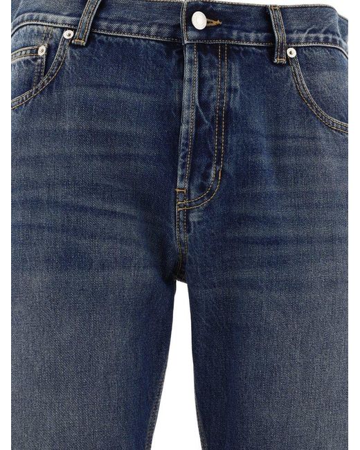 Alexander McQueen Blue Logo Detailed Jeans for men