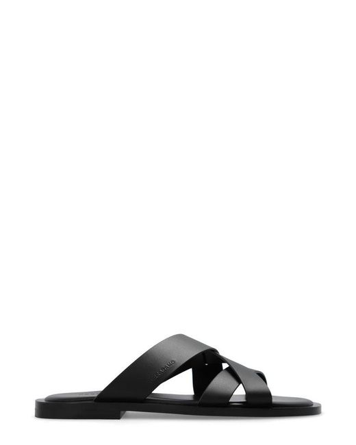 Ferragamo Black Interwoven Strap Slip-on Sandals for men