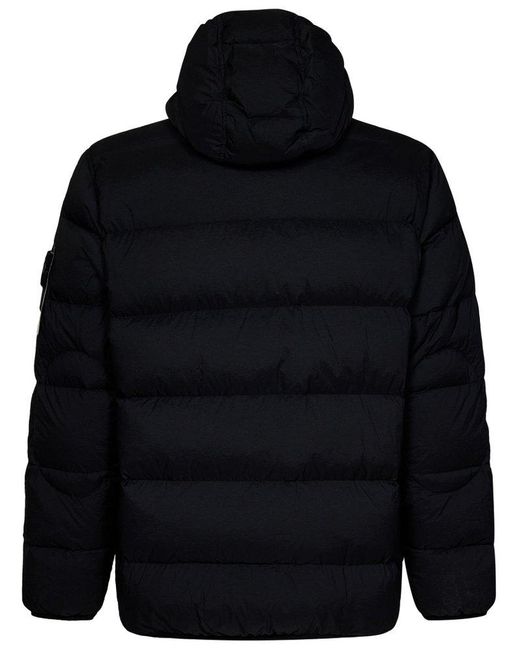 Stone Island Blue Compass Badge Real Feather Hooded Jacket for men