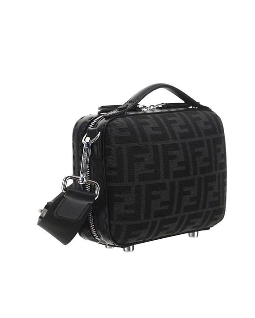 Fendi Black Ff Jacquard Zipped Mini Tote Bag for men