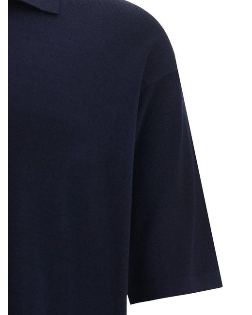 Roberto Collina Blue Short-sleeve Boxy Polo Shirt for men