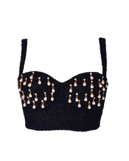 Elisabetta Franchi logo-embroidered Bustier Top - Farfetch