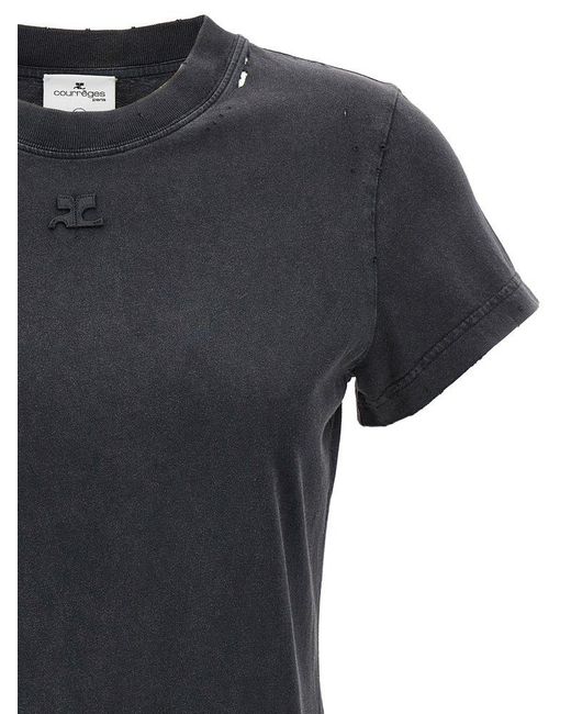 Courreges Black Cotton T-shirt