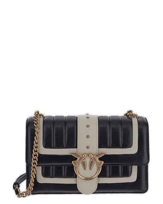 Pinko Black Love One Quilted Chain-linked Shoulder Bag