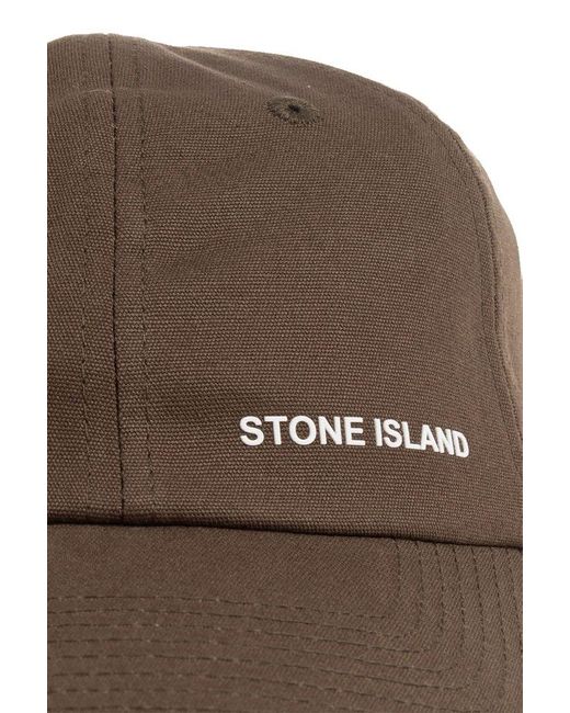 Stone Island Brown Baseball Cap With Logo, for men