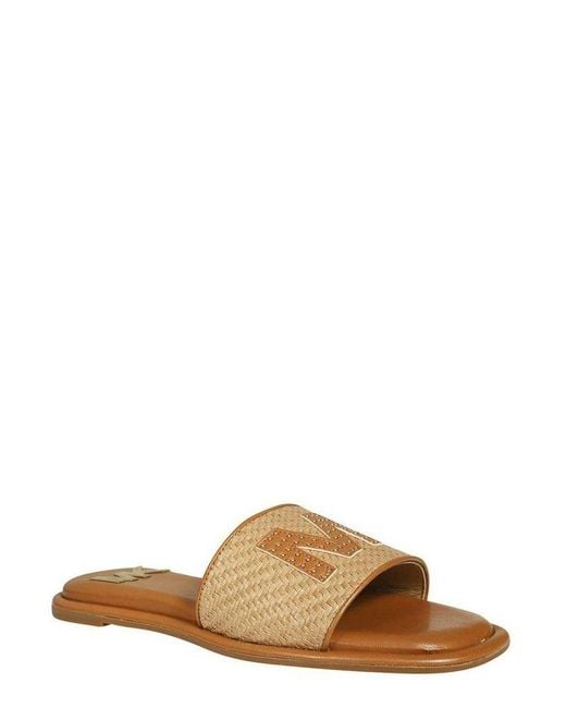 MICHAEL Michael Kors Brown Logo Embellished Slip-on Sandals