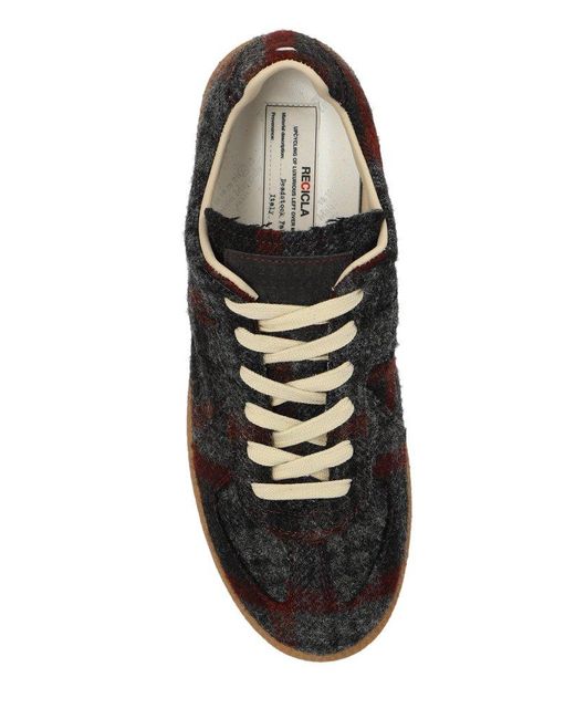 Maison Margiela Black Replica Check-Pattern Low-Top Sneakers