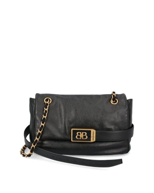【VIP価格】BALENCIAGA Modu Flap Shoulder Bag Balenciaga: Black Modu Flap Medium Chain Bag | SSENSE