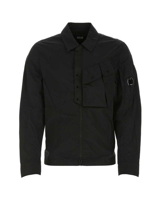 C P Company Black Lens-detailed Sleeved Shirt for men