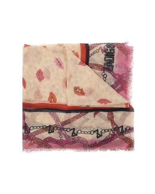 Zadig & Voltaire Pink 'kiss' Scarf