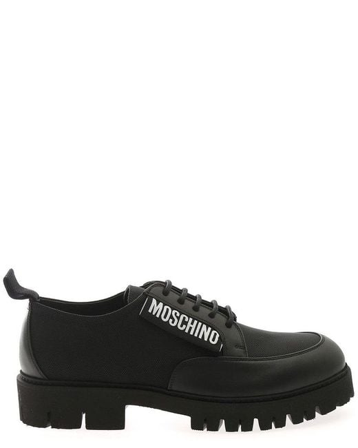 Moschino Black Logo Patch Detail Derby Lace-up Shoes for men