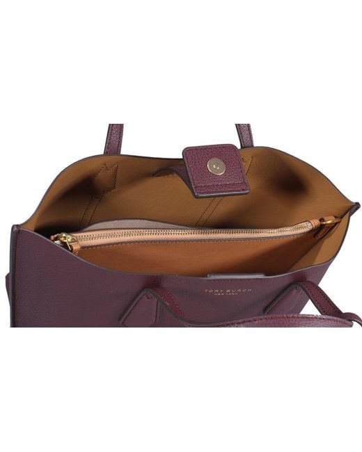 Tory Burch Purple Perry Small Triple-compartment Tote Bag