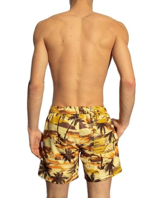 Moncler Yellow Logo-patch Swim Shorts for men