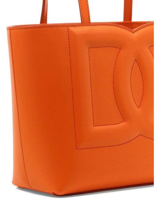 Dolce & Gabbana Orange Dg Logo Leather Tote