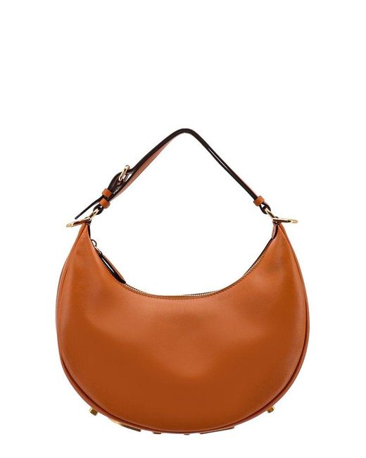Fendi Brown Graphy Small Leather Shoulder Bag