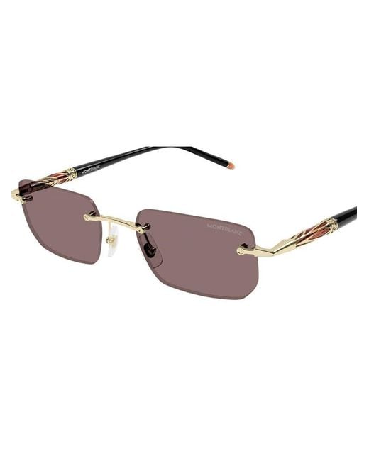 Montblanc Brown Rectangular Frame Sunglasses