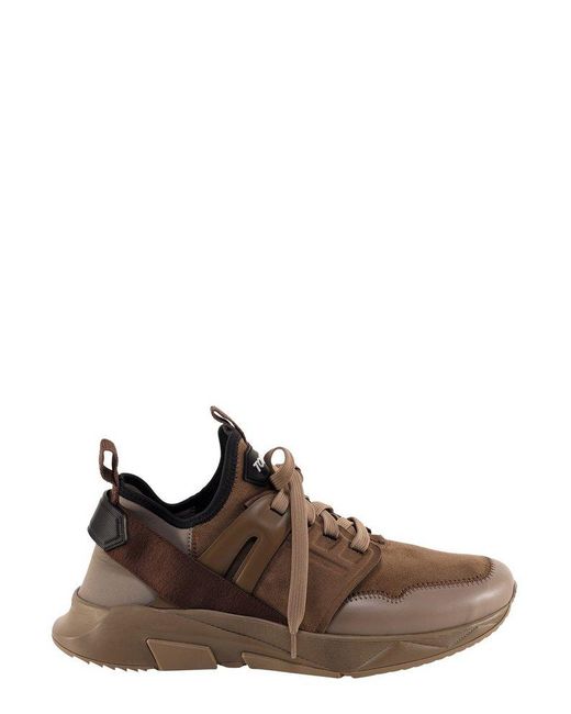 Tom Ford Brown Panelled Low-top Sneakers for men