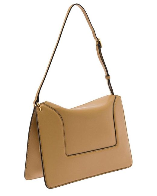 Wandler Brown 'penelope' Shoulder Bag With Logo Print In Leather