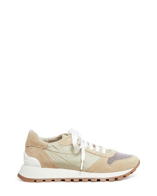 Brunello Cucinelli White Panelled Low-top Sneakers