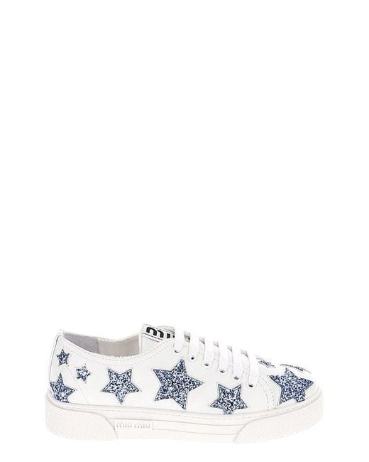 Miu Miu White Star Embellished Sneakers