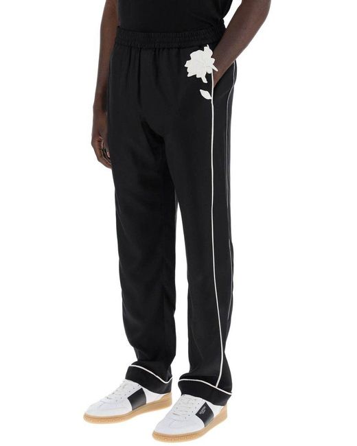 Valentino Black Mid-rise Pajama Trousers for men