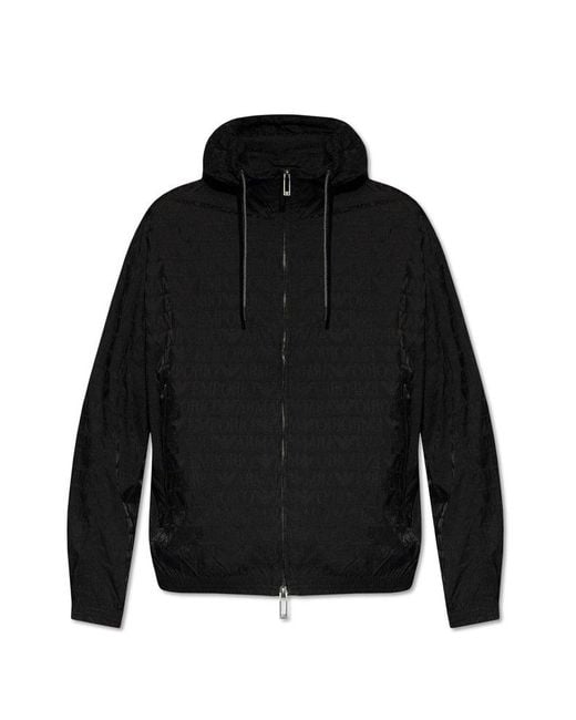 Emporio Armani Black Hooded Jacket, for men
