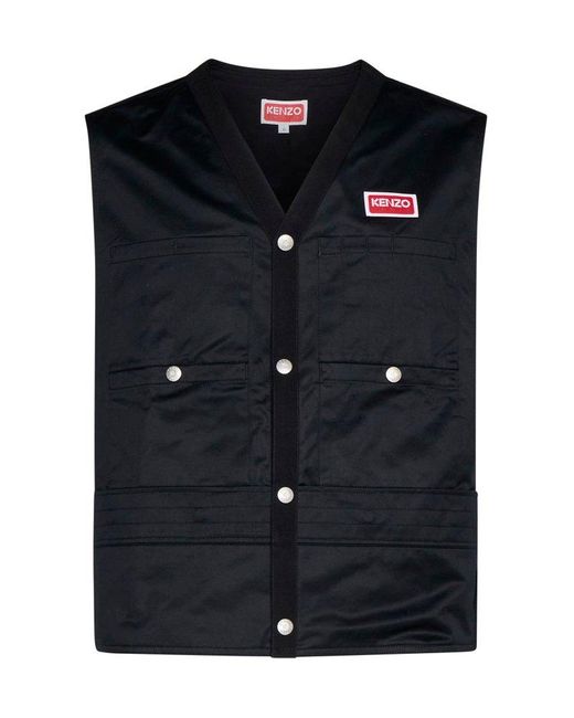 KENZO Black Tactical Cotton Vest for men