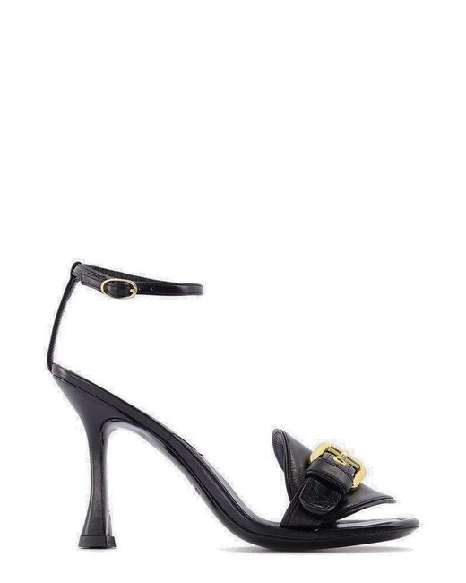 By Far Black Buckle Detailed Open Toe Sandals